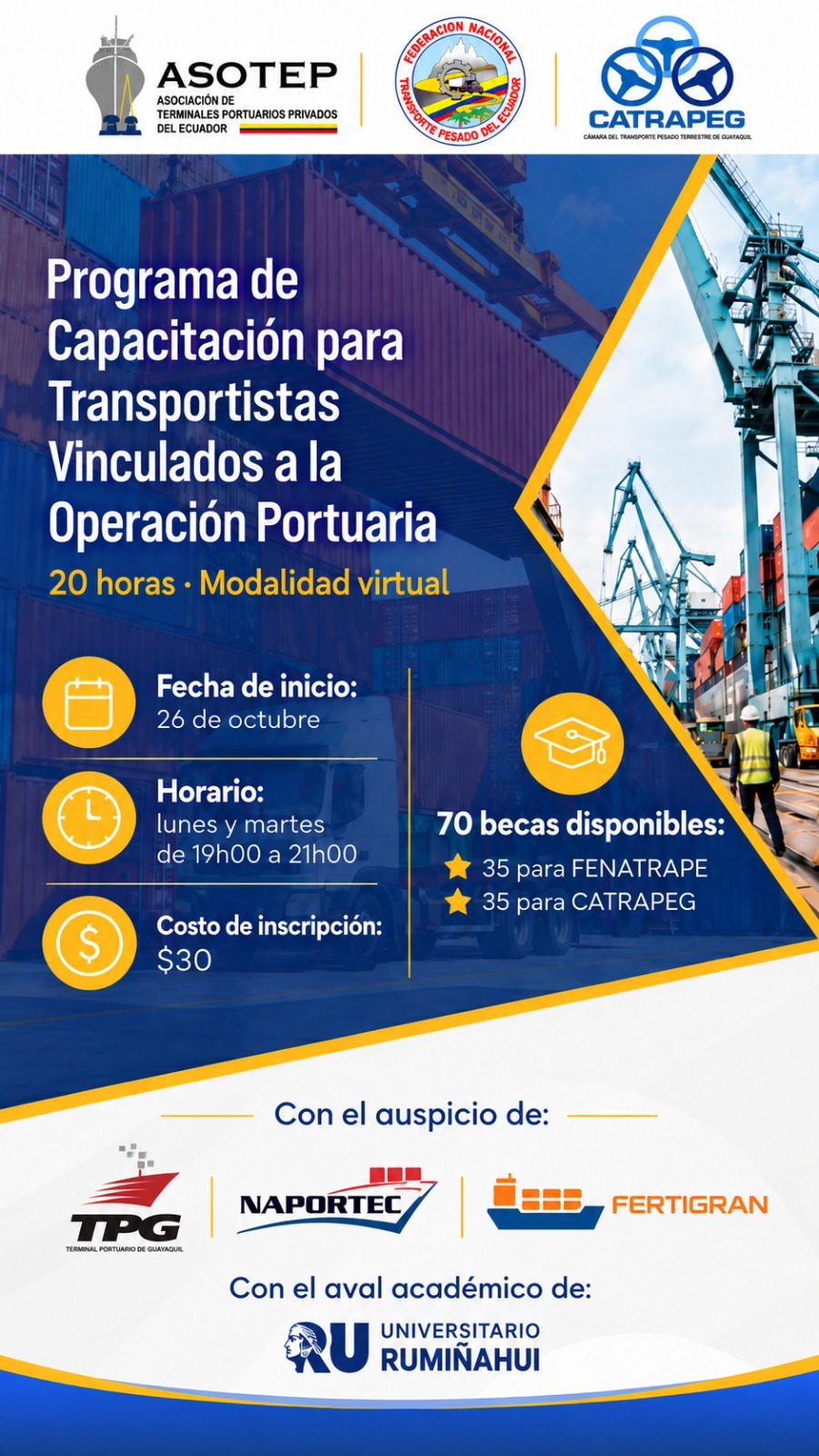 PROGRAMA DE CAPACITACION PARA TRANSPORTISTAS VINCULADOS A LA OPERACION PORTUARIA